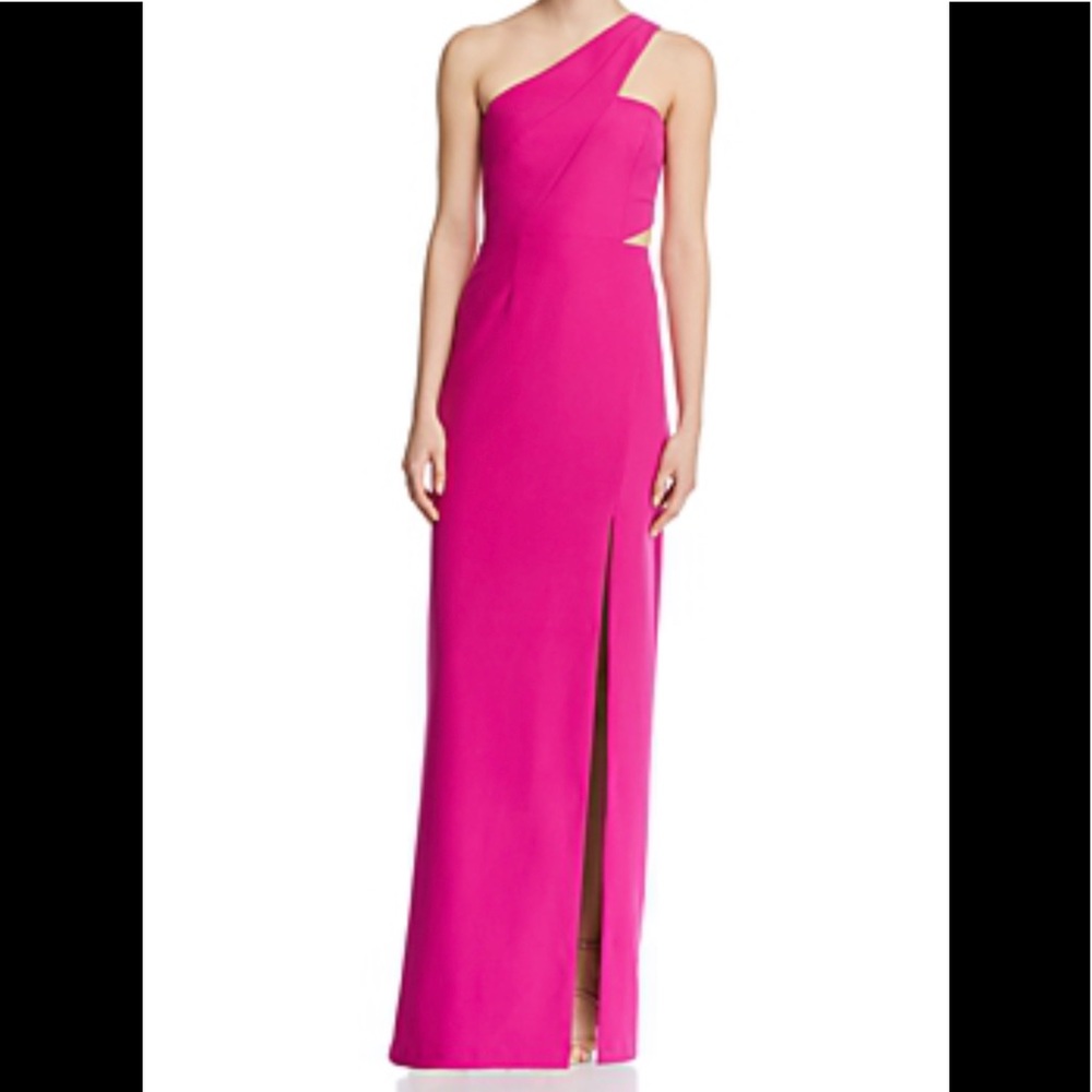 Aidan Mattox one shoulder column gown